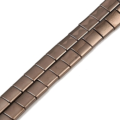 Коричневое Покрытие Гальванические немагнитная синтетический гематит бисер пряди, квадратный, 2-луночное, кофе покрытием, 5x5x2 мм, отверстие : 0.8 мм, около 74 шт / нитка, 15.75 дюйм (40 см)