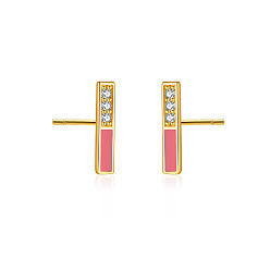 Pink 925 Серебряные серьги-гвоздики с цирконием, модный аксессуар унисекс