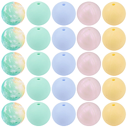 (52) Непрозрачная лаванда 80шт 5 стили силиконовые бусины, изготовление ожерелий и браслетов своими руками, круглые с цветочным узором, разноцветные, 15 мм, отверстие : 2 мм, 16 шт / стиль