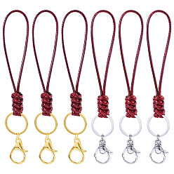 Темно-Красный 10 шт 2 цвета экологически чистые корейские вощеные полиэстеровые шнуры для ключей, брелок с застежкой из железного сплава, темно-красный, 188 мм, 5 шт / цвет