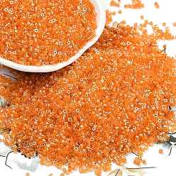 Коралловый Гальванизируйте стеклянных шариков семени, Ирис, цилиндр, коралл, 1.6x1.3 мм, отверстие : 0.8 мм, Около 60000 шт / фунт