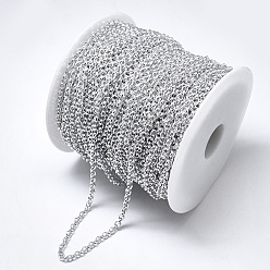 Silver Aluminium Rolo Chains, with Spool, Unwelded, Silver, 4x1mm, about 164.04 Feet(50m)/roll