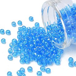 (163B) Transparent AB Dark Aqua Тохо 6/0 круглые бусины, японский бисер, (163 б) прозрачный ab темно-синий, 4 мм, отверстие : 1.5 мм, Около 840 шт / 50 г