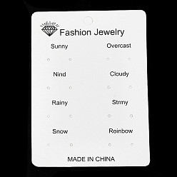 Blanc Fumé Cartes d'affichage de bijoux de papier, cartes d'affichage de boucles d'oreilles, rectangle, fumée blanche, 11x8x0.05 cm, trou: 6 mm et 2 mm