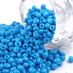 Dodger Blue Baking Paint Glass Seed Beads, Dodger Blue, 8/0, 3mm, Hole: 1mm, about 10000pcs/bag