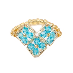 Темно-Голубой Сердце стеклянные бусины эластичные кольца для женщин, глубокое синее небо, 17 мм, внутренний диаметр: 18 мм