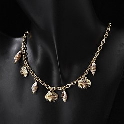 Настоящее золото 18K Летний пляж 304 ожерелья с подвесками из нержавеющей стали и ракушек, ожерелья в форме ракушек для женщин, реальный 18 k позолоченный, 15.94 дюйм (40.5 см)