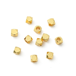 Chapado en Oro Real 18K Cuentas de latón shegrace, sin cadmio y níque y plomo, polígono, real 18 k chapado en oro, 2.5x2.5x2.5 mm, agujero: 1.5 mm