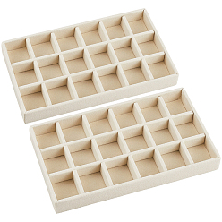 Античный Белый 18 прямоугольные деревянные решетки, покрытые бархатом, подносы для демонстрации ювелирных изделий, для ожерелий, колец, браслетов, старинный белый, 12.6x21.2x2.3 см