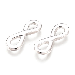 Серебро 304 соединительные звенья нержавеющие, бесконечность, серебряные, 17x6x2 мм, отверстие : 3x5 мм