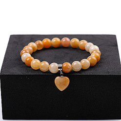 Топаз Нефрит Натуральный топаз эластичный браслет, сердце, нет размера