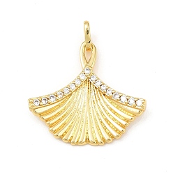 Золотой Латунные микро проложить кубического циркония подвески, лист, золотые, 29.5x32x4 мм, отверстие : 4.5x2.5 мм