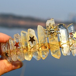 Желтый Кварц Обручи для волос из натурального желтого кварца, короны для волос для женщин и девочек, 350x150 мм