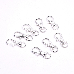 Silver Alloy Swivel Lobster Claw Clasps, Swivel Snap Hook, Silver Color Plated, 35x13mm, Hole: 6mm