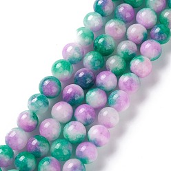 Зеленый Окрашенные природные белый нефрит бисер пряди, круглые, зелёные, 10 мм, отверстие : 1 мм, около 38 шт / нитка, 14.96 дюйм (38 см)