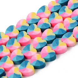 Темный Голубой Полимерной глины ручной работы бисер нитей, для поделок ювелирных изделий, сердце, темные голубые, 9x10x4 мм, отверстие : 1.5 мм, около 40~41 шт / нитка, 13.39 дюйм ~ 13.78 дюйм (34~35 см)