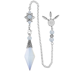 Опал Опаловые маятники для биолокации, с платиновым покрытием латунная фурнитура, ромб, 300 мм