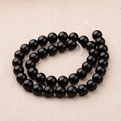Black Polished Round Grade A Shell Pearl Bead Strands, Black, 6mm, Hole: 1mm, about 64pcs/strand, 15.7 inch