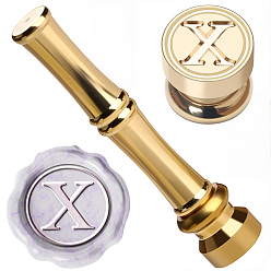 Letter X 1Золотистые латунные штампы с восковыми печатями и ручками в форме бамбуковых палочек, для изготовления поздравительных открыток, Письмо X, 74.5x15 мм