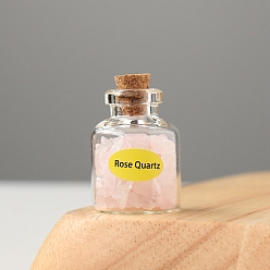 Розовый Кварц Розовый кварц украшения дисплея, бутылка желаний энергетического каменного чипа рейки, 20x30 мм