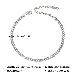 Нержавеющая Сталь Цвет Модные 3.7мм 304 браслеты на ногу из нержавеющей стали с витой цепочкой для женщин, цвет нержавеющей стали, 7-7/8 дюйм (200 мм)
