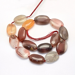 Red Agate Natural South Red Agate Beads Strands, Oval, 25~31x15~17x7~9mm, Hole: 1mm, about 15pcs/strand, 16.1 inch(41cm)
