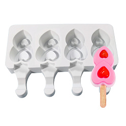 Белый Пищевые силиконовые формы для мороженого в форме сердца своими руками, производитель льда, 4 полости, белые, 190x130x23 мм