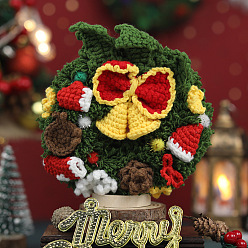 Christmas Tree Christmas DIY Knitting Kits for Beginners, including Stuffing Cotton, Crochet Hook, Stitch Marker, Craft Eye & Nose, Cored Cotton Thread, Christmas Tree, 140x140x60mm