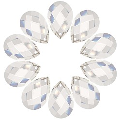 Прозрачный 10 шт. Прозрачные стеклянные подвески, граненые, слеза, для люстры хрустальные подвесные подвески, прозрачные, 36x24x11.5 мм, отверстие : 1.6 мм