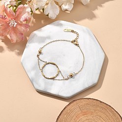 Настоящее золото 18K Ионное покрытие (ip) 304 браслеты с подвесками из нержавеющей стали, кабельные цепи украшения для женщин, кольцо, реальный 18 k позолоченный, 6-1/2 дюйм (16.4 см)