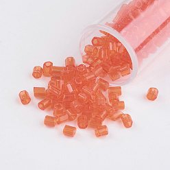 Light Salmon 11/0 Two Cut Round Hole Glass Seed Beads, Hexagon, Transparent Colours, Light Salmon, 2x2mm, Hole: 0.5mm, about 41000pcs/pound