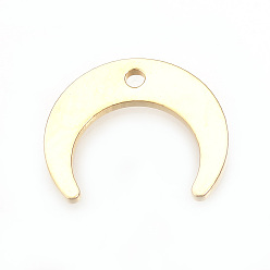 Real 18K Gold Plated Brass Charms, Double Horn/Crescent Moon, Nickel Free, Real 18K Gold Plated, 9x11x0.8mm, Hole: 1mm