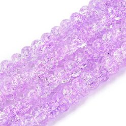 Фиолетовый Хрустящие прозрачные стеклянные бусины нити, рондель, фиолетовые, 8~8.5x3.5~5 мм, отверстие : 1~1.4 мм, около 76~86 шт / нитка, 15.16~15.55 дюйм (38.5~39.5 см)