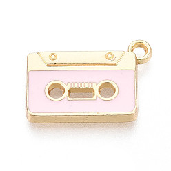 Розовый Подвески из эмали и сплава, ленточные подвески, золотые, без кадмия, без никеля и без свинца, туманная роза, 13.5x19.5x2 мм, отверстие : 1.8 мм