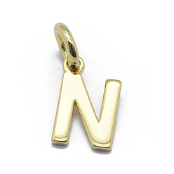 Letter N 925 серебряные шармы, буквы, реальный 18 k позолоченный, letter.n, 9x5.5x0.5 мм, отверстие : 3 мм