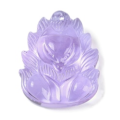 Лиловый Стеклянные подвески, лиса прелести, сирень, 30x24x10 мм, отверстие : 1 мм