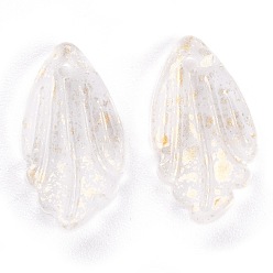 Transparent Transparente Glas-Anhänger, mit Goldfolie, petaline, Transparent, 18x10x3 mm, Bohrung: 1.2 mm