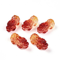 (123L) Белый крем непрозрачный блеск Бусины лэмпворк , Pi Xiu, окрашенные, огнеупорный кирпич, 31x12~13x15~16 мм, отверстие : 1.8 мм