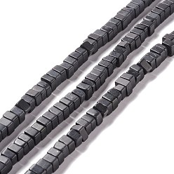 Черный Камень Натуральный черный камень бисер нитей, кубические, 6x6x1.5~3 мм, отверстие : 1.4 мм, около 110 шт / нитка, 14.96 дюйм (38 см)