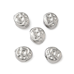 Нержавеющая Сталь Цвет 304 из нержавеющей стали бусы, отпечаток лапы, цвет нержавеющей стали, 6.5x7.5x3.5 мм, отверстие : 1.8 мм