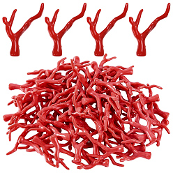 Tomate 70 pièces de perles opaques en acrylique imitant le corail, nuggets, tomate, 46~48x34~35x7~8mm, Trou: 1.4mm