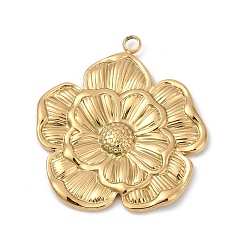 Настоящее золото 18K 304 подвески из нержавеющей стали, ионное покрытие (ip), цветочный шарм, реальный 18 k позолоченный, 28x26x2.5 мм, отверстие : 1.8 мм