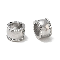 Stainless Steel Color 304 Stainless Steel European Beads, Large Hole Beads, Column, Stainless Steel Color, 7x5mm, Hole: 5mm