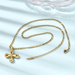 Настоящее золото 18K 304 Подвеска-крест из нержавеющей стали с прозрачными кубическими циркониями для женщин., ионное покрытие (ip), реальный 18 k позолоченный, 18.43 дюйм (46.8 см)