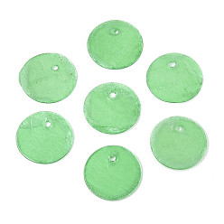Светло-зеленый Шармы-диски из натуральной ракушки капиз, окрашенные распылением, светло-зеленый, 15x0.5~1 мм, отверстие : 1.2~1.5 мм