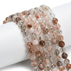 Rutilated Кварц Нити бусин из натурального медного рутилированного кварца, круглые, 6~6.5 мм, отверстие : 0.7 мм, около 65 шт / нитка, 15.28 дюйм (38.8 см)