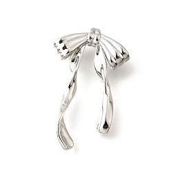 Платина Латунные подвески, бантом прелести, долговечный, без кадмия и без свинца, стойки покрытие, платина, 29x18x4.5 мм, отверстие : 2.5 мм