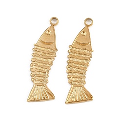 Золотой 304 подвески из нержавеющей стали, очарование рыбы, золотые, 27x8x1.5 мм, отверстие : 1.8 мм