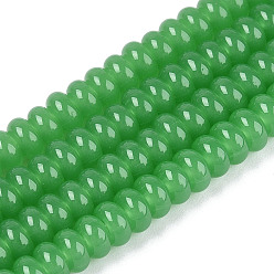 Зеленый лайм Стеклянные бусины, имитация нефрита , рондель, зеленый лайм, 6x3 мм, отверстие : 1 мм, около 118~121 шт / нитка, 14.96~15.31'' (38~38.9 см)