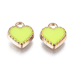 Mixed Color Alloy Enamel Charms, Heart, Light Gold, Mixed Color, 8x7.50x2.50mm, Hole: 1.5mm